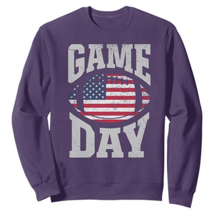 Game Day Football Sweatshirt Funny Sunday Retro Patriotic American Flag TS10 Purple Print Your Wear