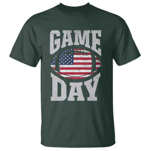 Game Day Football T Shirt Funny Sunday Retro Patriotic American Flag TS10 Dark Forest Green Print Your Wear