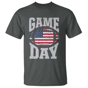 Game Day Football T Shirt Funny Sunday Retro Patriotic American Flag TS10 Dark Heather Print Your Wear