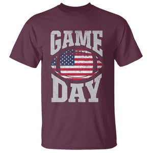 Game Day Football T Shirt Funny Sunday Retro Patriotic American Flag TS10 Maroon Print Your Wear