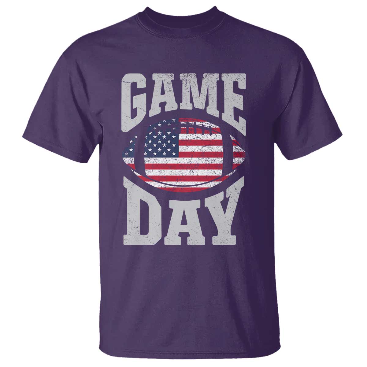 Game Day Football T Shirt Funny Sunday Retro Patriotic American Flag TS10 Purple Print Your Wear