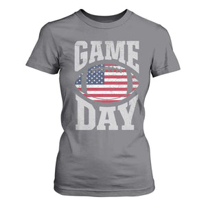 Game Day Football T Shirt For Women Funny Sunday Retro Patriotic American Flag TS10 Charcoal Print Your Wear