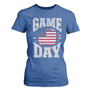 Game Day Football T Shirt For Women Funny Sunday Retro Patriotic American Flag TS10 Royal Blue Print Your Wear