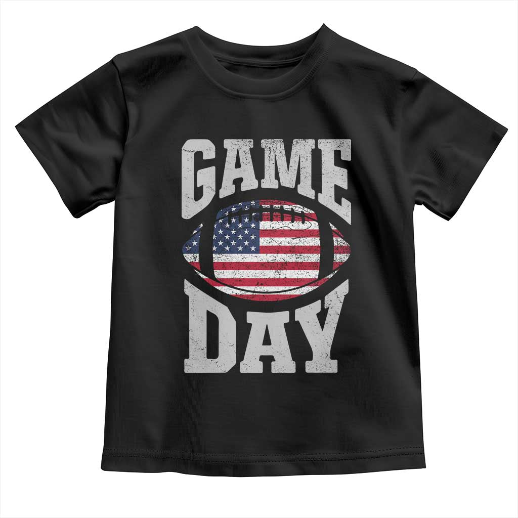 Game Day Football Toddler T Shirt Funny Sunday Retro Patriotic American Flag TS10 Black Print Your Wear