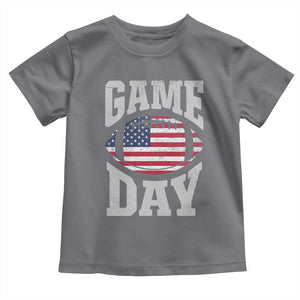 Game Day Football Toddler T Shirt Funny Sunday Retro Patriotic American Flag TS10 Charcoal Print Your Wear