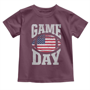 Game Day Football Toddler T Shirt Funny Sunday Retro Patriotic American Flag TS10 Maroon Print Your Wear
