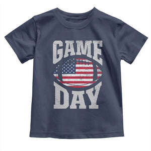 Game Day Football Toddler T Shirt Funny Sunday Retro Patriotic American Flag TS10 Navy Print Your Wear