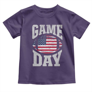 Game Day Football Toddler T Shirt Funny Sunday Retro Patriotic American Flag TS10 Purple Print Your Wear