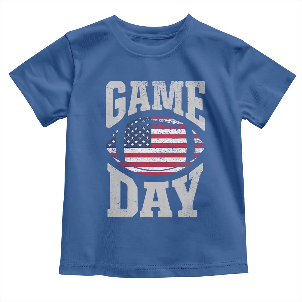 Game Day Football Toddler T Shirt Funny Sunday Retro Patriotic American Flag TS10 Royal Blue Print Your Wear