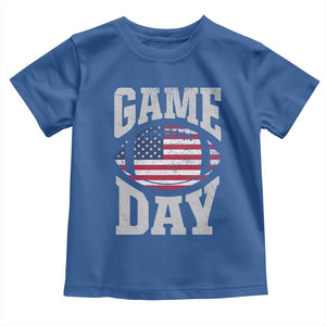 Game Day Football Toddler T Shirt Funny Sunday Retro Patriotic American Flag TS10 Royal Blue Print Your Wear