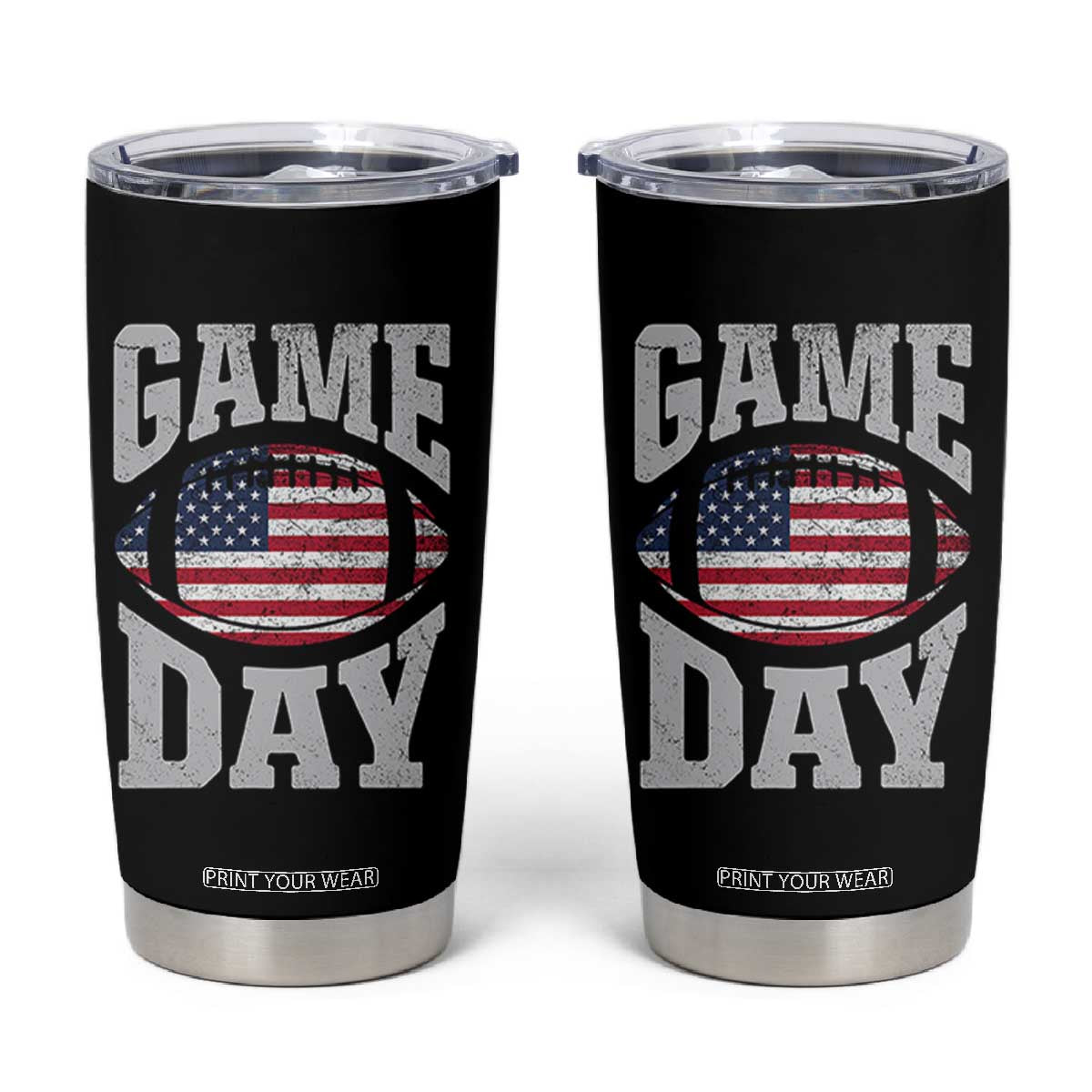 Game Day Football Tumbler Cup Funny Sunday Retro Patriotic American Flag TS10 Black Print Your Wear