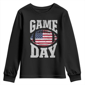 Game Day Football Youth Sweatshirt Funny Sunday Retro Patriotic American Flag TS10 Black Print Your Wear