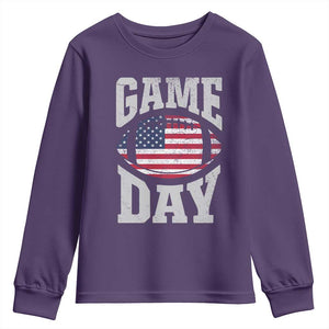 Game Day Football Youth Sweatshirt Funny Sunday Retro Patriotic American Flag TS10 Purple Print Your Wear