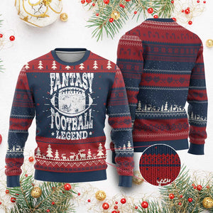 Fantasy Football Legend Knit Sweatshirt Funny Gameday Dad TS10 Burgundy Print Your Wear