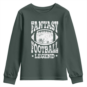 Fantasy Football Legend Youth Sweatshirt Funny Gameday Dad TS10 Dark Forest Green Print Your Wear