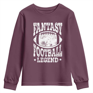 Fantasy Football Legend Youth Sweatshirt Funny Gameday Dad TS10 Maroon Print Your Wear