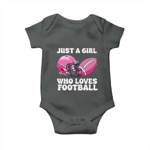 Funny Just A Girl Who Loves Football Baby Onesie TS10 Dark Heather Print Your Wear
