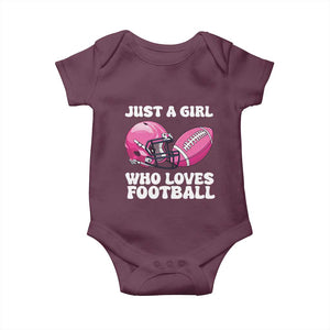 Funny Just A Girl Who Loves Football Baby Onesie TS10 Maroon Print Your Wear