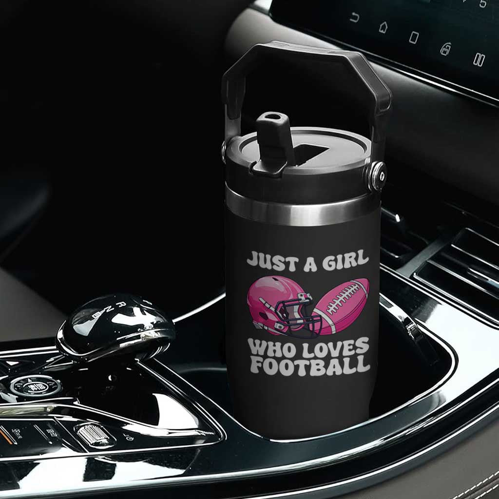 Funny Just A Girl Who Loves Football Flip Straw Tumbler TS10 Print Your Wear