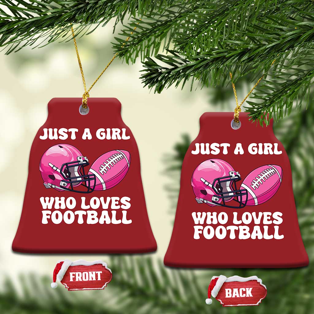 Funny Just A Girl Who Loves Football Christmas Ornament TS10 Bell Flake Red Print Your Wear