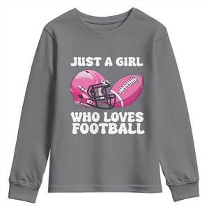 Funny Just A Girl Who Loves Football Youth Sweatshirt TS10 Charcoal Print Your Wear
