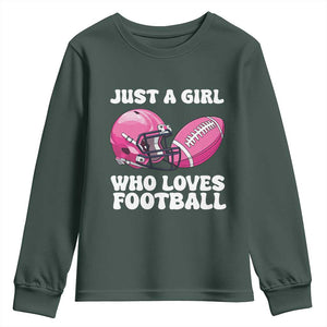 Funny Just A Girl Who Loves Football Youth Sweatshirt TS10 Dark Forest Green Print Your Wear