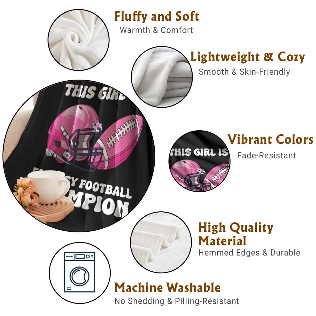 This Girl Is A Fantasy Football Champion Throw Blanket Funny Champ Champion Draft TS10 Print Your Wear