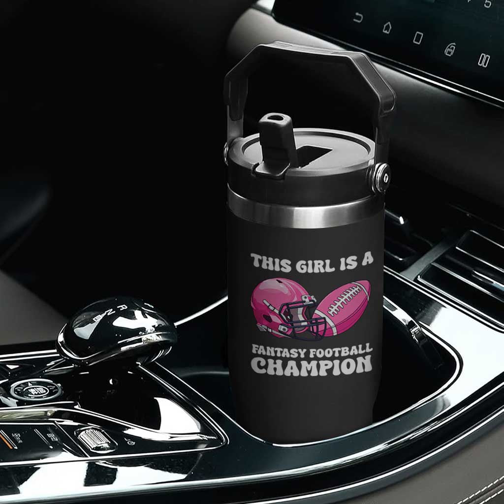This Girl Is A Fantasy Football Champion Flip Straw Tumbler Funny Champ Champion Draft TS10 Print Your Wear