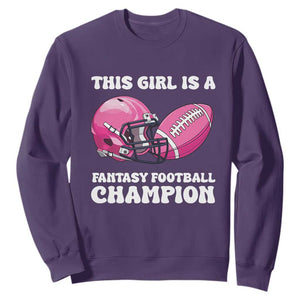 This Girl Is A Fantasy Football Champion Sweatshirt Funny Champ Champion Draft TS10 Purple Print Your Wear