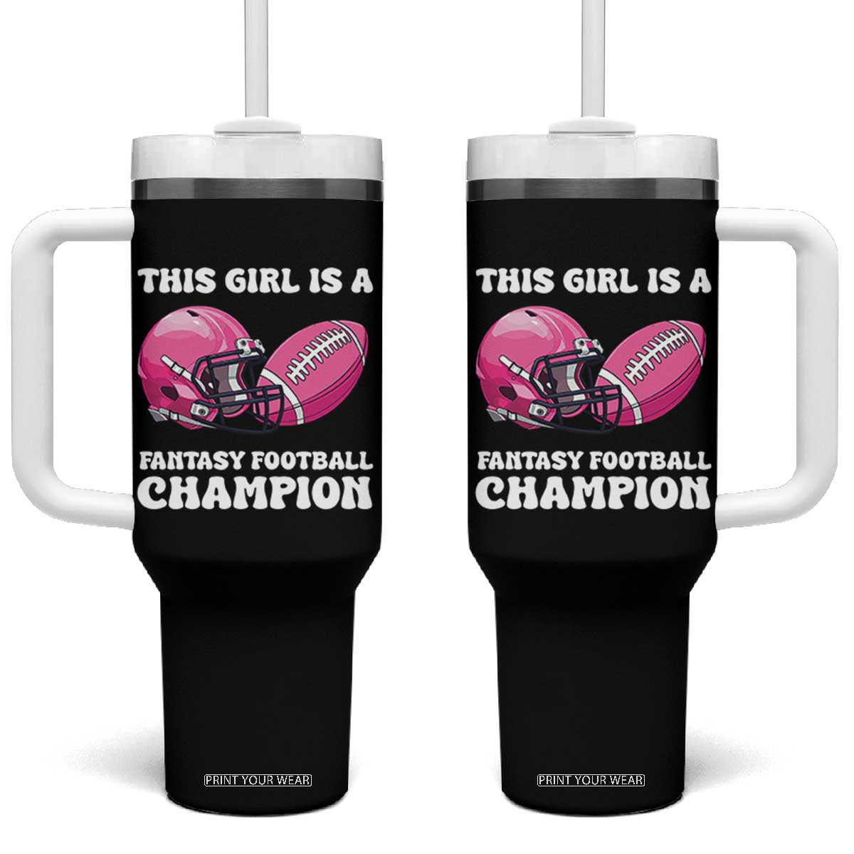 This Girl Is A Fantasy Football Champion Tumbler With Handle Funny Champ Champion Draft TS10 One Size: 40 oz Black Print Your Wear