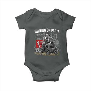 Funny Waiting On Parts Mechanic Skeleton Auto Repair Life Baby Onesie TS10 Dark Heather Print Your Wear