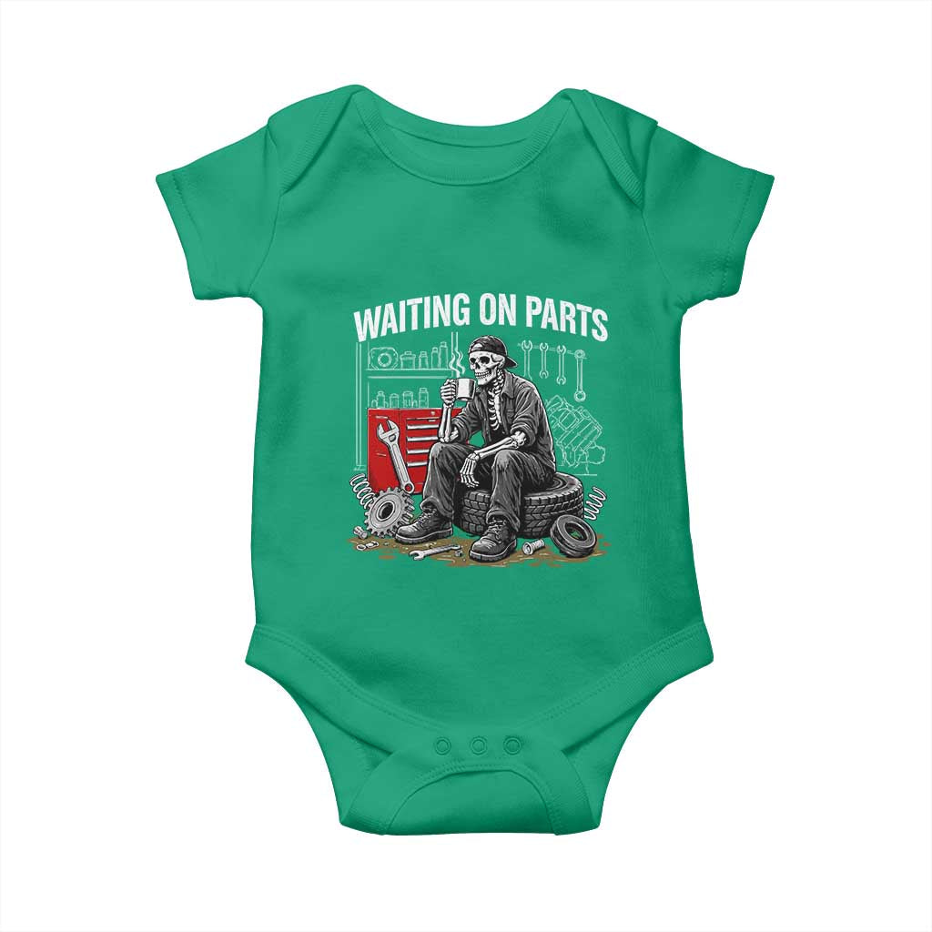 Funny Waiting On Parts Mechanic Skeleton Auto Repair Life Baby Onesie TS10 Irish Green Print Your Wear