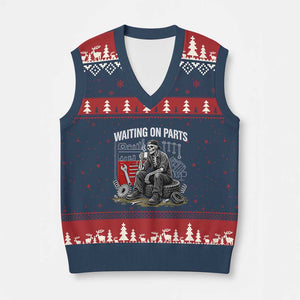 Funny Waiting On Parts Mechanic Skeleton Auto Repair Life V-Neck Knit Sweater Vest TS10 Navy Red Print Your Wear
