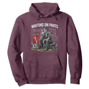 Funny Waiting On Parts Mechanic Skeleton Auto Repair Life Hoodie TS10 Maroon Print Your Wear