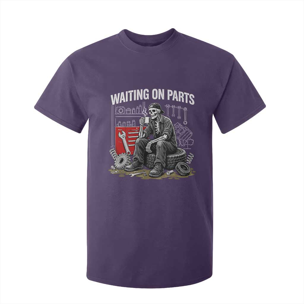 Funny Waiting On Parts Mechanic Skeleton Auto Repair Life T Shirt For Kid TS10 Purple Print Your Wear
