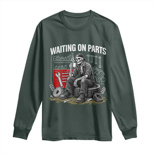Funny Waiting On Parts Mechanic Skeleton Auto Repair Life Long Sleeve Shirt TS10 Dark Forest Green Print Your Wear