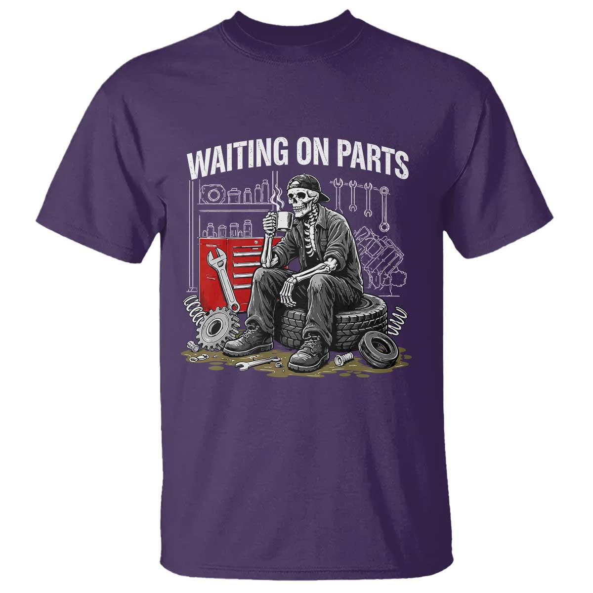 Funny Waiting On Parts Mechanic Skeleton Auto Repair Life T Shirt TS10 Purple Print Your Wear