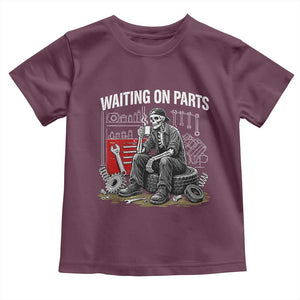 Funny Waiting On Parts Mechanic Skeleton Auto Repair Life Toddler T Shirt TS10 Maroon Print Your Wear