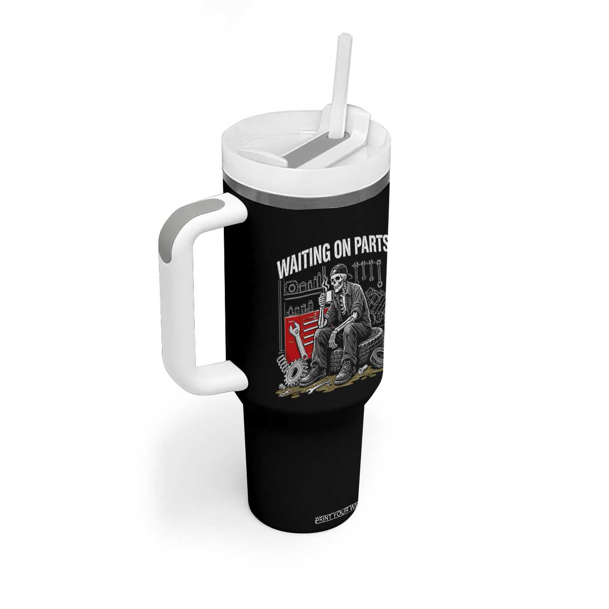 Funny Waiting On Parts Mechanic Skeleton Auto Repair Life Tumbler With Handle TS10 Print Your Wear