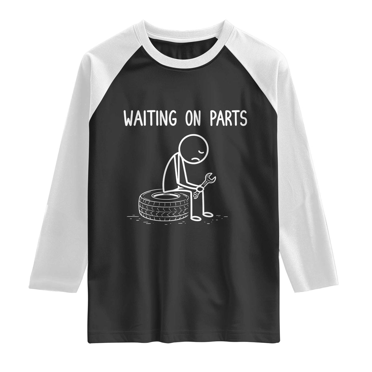 Funny Waiting On Parts Mechanic Auto Repair Car Raglan Shirt TS10 Black White Print Your Wear
