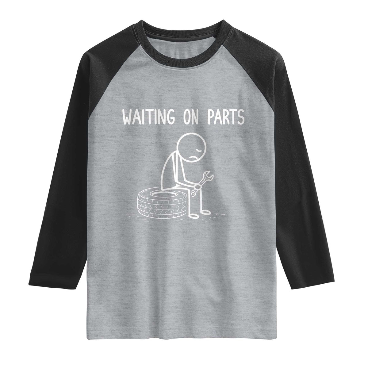 Funny Waiting On Parts Mechanic Auto Repair Car Raglan Shirt TS10 Heather Gray Black Print Your Wear