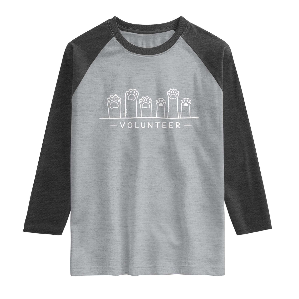 Animal Shelter Volunteer Raglan Shirt Cat Dog Rescue Supporter TS10 Heather Gray Heather Charcoal Print Your Wear