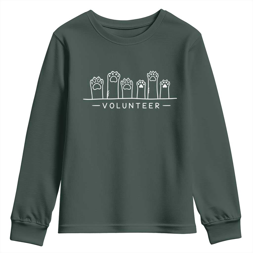Animal Shelter Volunteer Youth Sweatshirt Cat Dog Rescue Supporter TS10 Dark Forest Green Print Your Wear