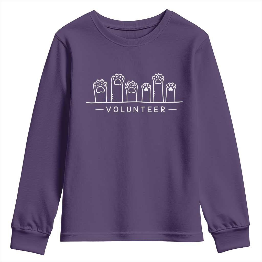 Animal Shelter Volunteer Youth Sweatshirt Cat Dog Rescue Supporter TS10 Purple Print Your Wear