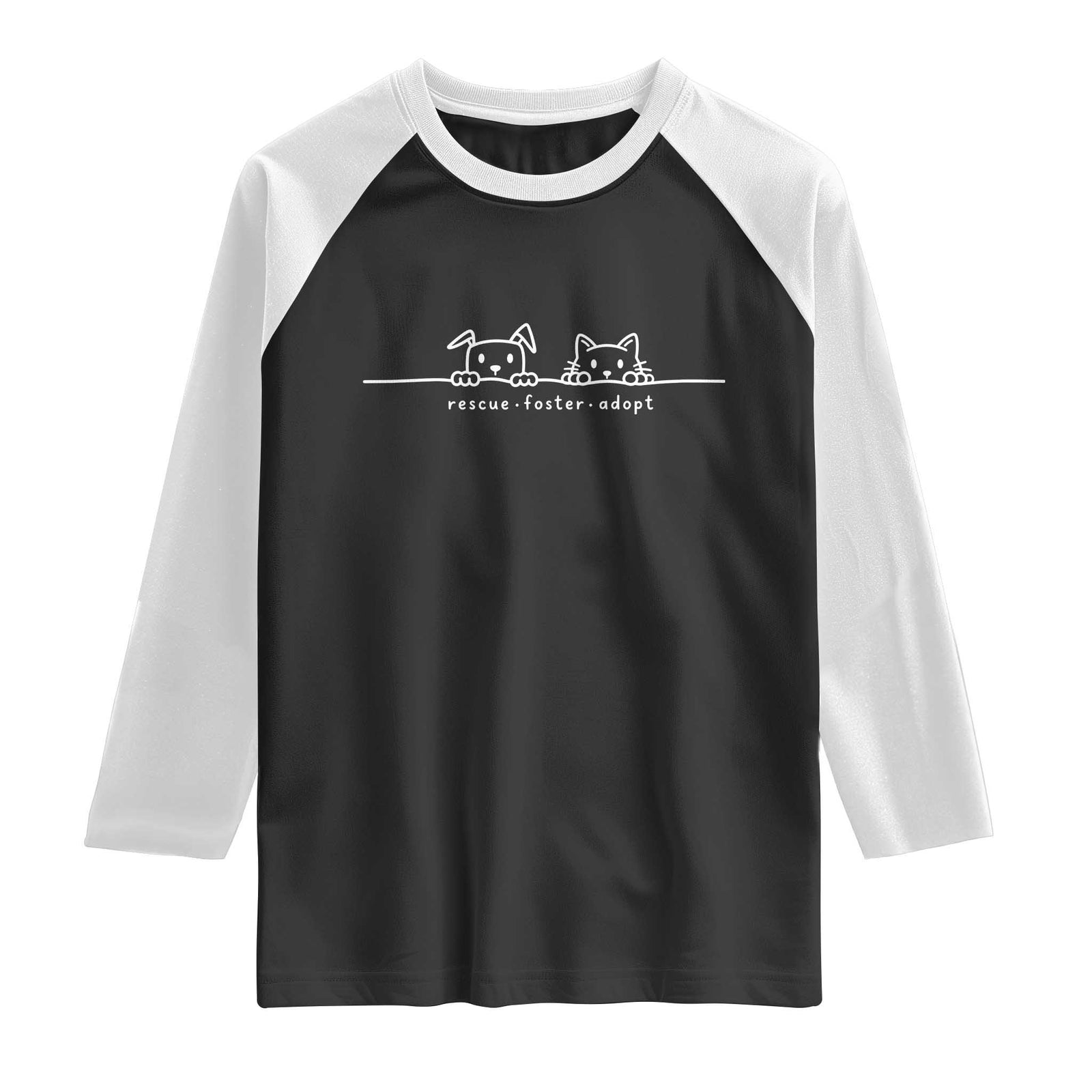 Rescue Dog Cat Raglan Shirt Adopt Rescue Foster Animal Shelter Volunteer TS10 Black White Print Your Wear