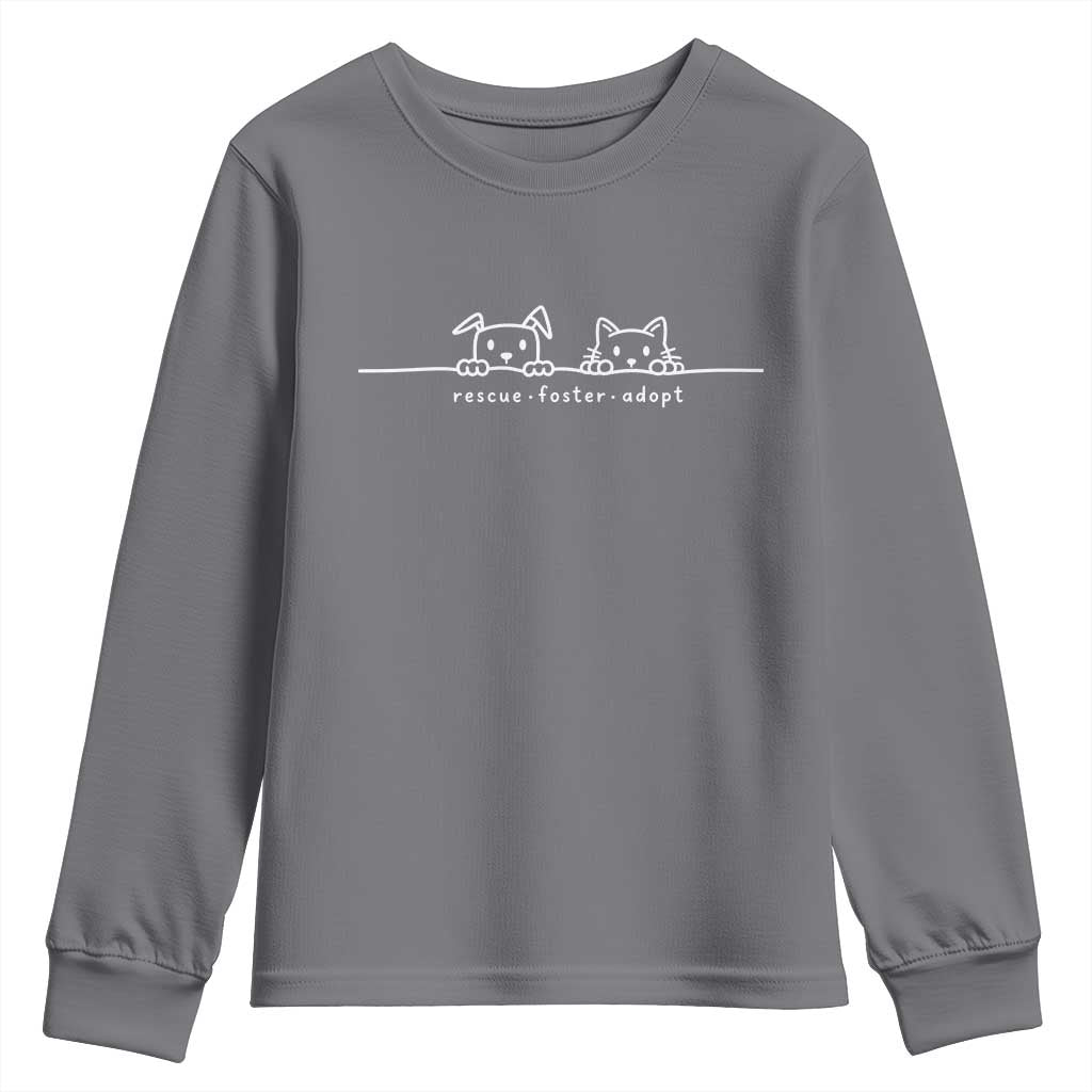 Rescue Dog Cat Youth Sweatshirt Adopt Rescue Foster Animal Shelter Volunteer TS10 Charcoal Print Your Wear