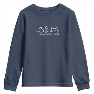 Rescue Dog Cat Youth Sweatshirt Adopt Rescue Foster Animal Shelter Volunteer TS10 Navy Print Your Wear