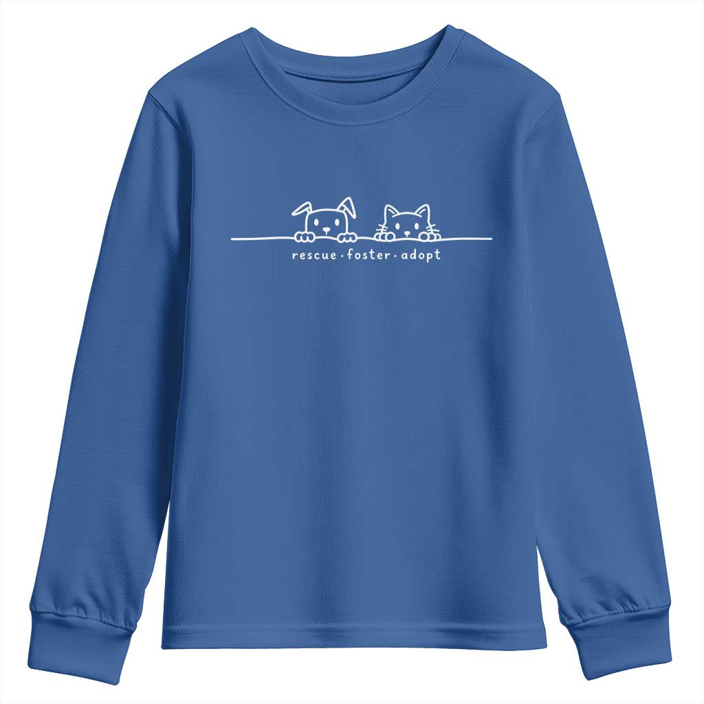 Rescue Dog Cat Youth Sweatshirt Adopt Rescue Foster Animal Shelter Volunteer TS10 Royal Blue Print Your Wear