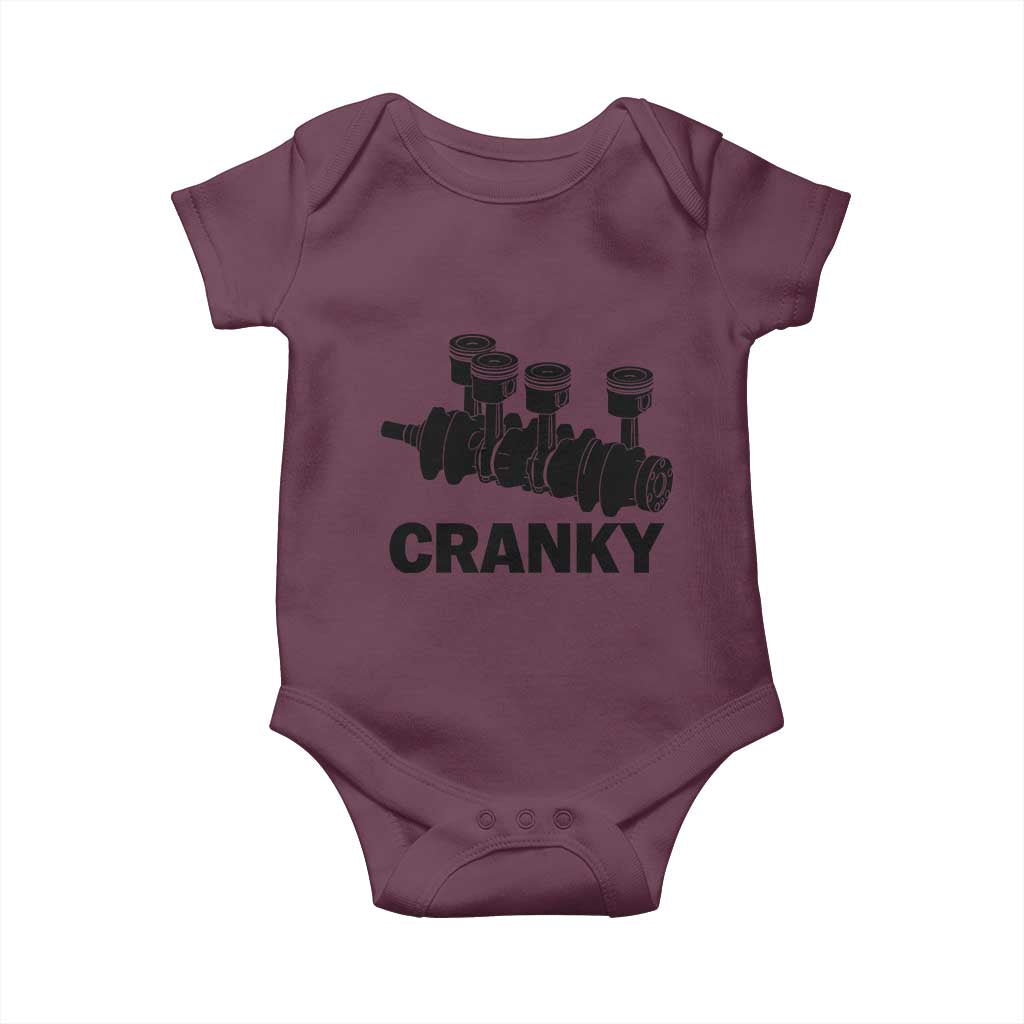 Cranky Car Engine Crankshaft Cars Lover Baby Onesie Mechanics Father Day TS10 Maroon Print Your Wear