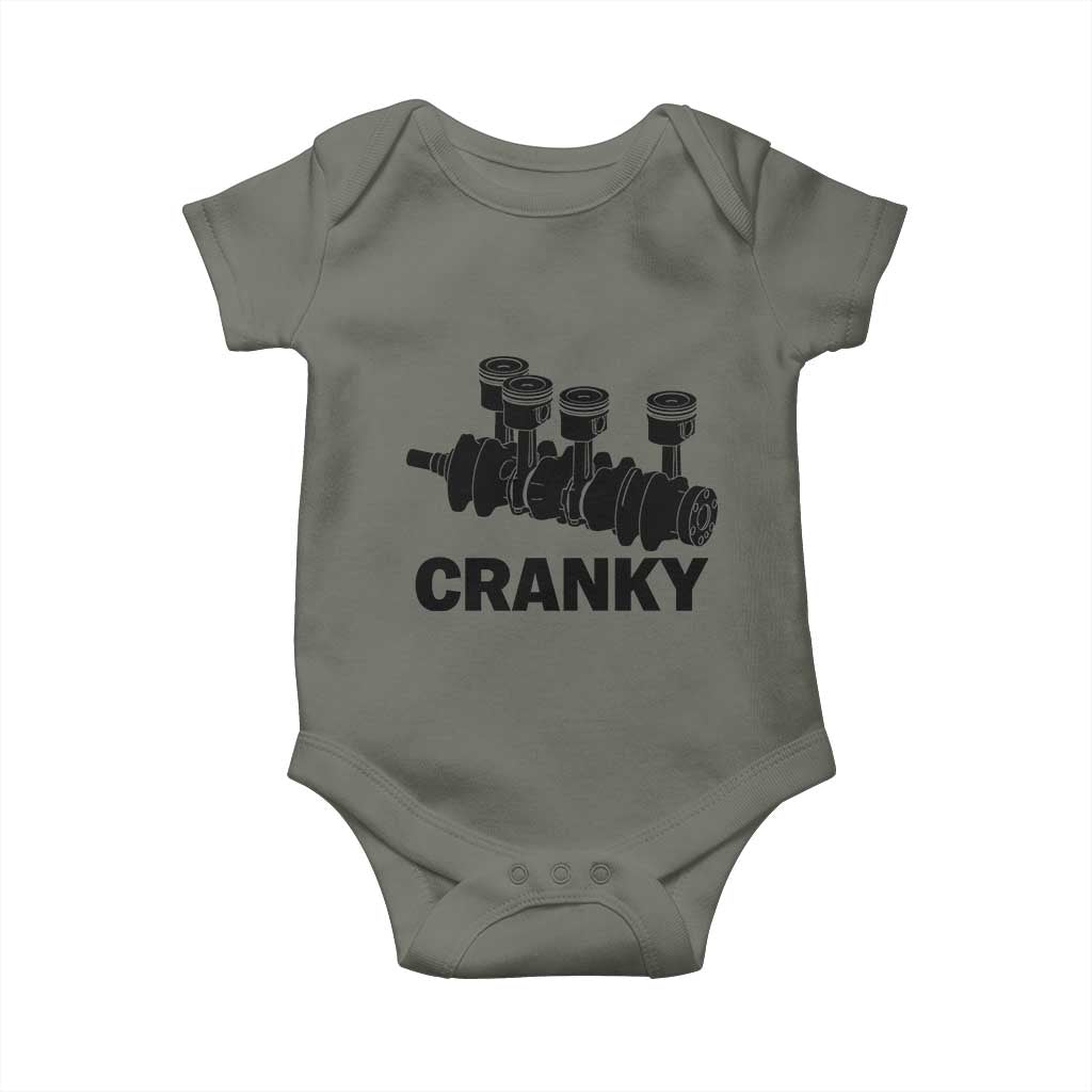 Cranky Car Engine Crankshaft Cars Lover Baby Onesie Mechanics Father Day TS10 Military Green Print Your Wear